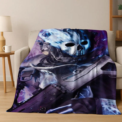 Classic Game Call of Duty Ghost Simon Cartoon Art Flannel Blanket,Cozy Soft Throw Blanket for Home Bedroom Bed Sofa Cover Kid
