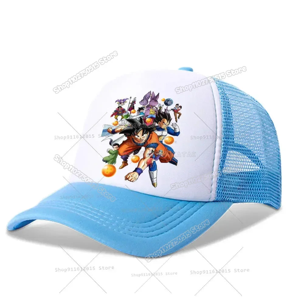 DragonsBall Baseball Cap Son Goku Summer Anime Cartoon Peak Cap Summer Boy Girl Mesh Hat  Children Sun Protection Sunhat