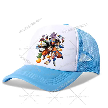 DragonsBall Baseball Cap Son Goku Summer Anime Cartoon Peak Cap Summer Boy Girl Mesh Hat  Children Sun Protection Sunhat