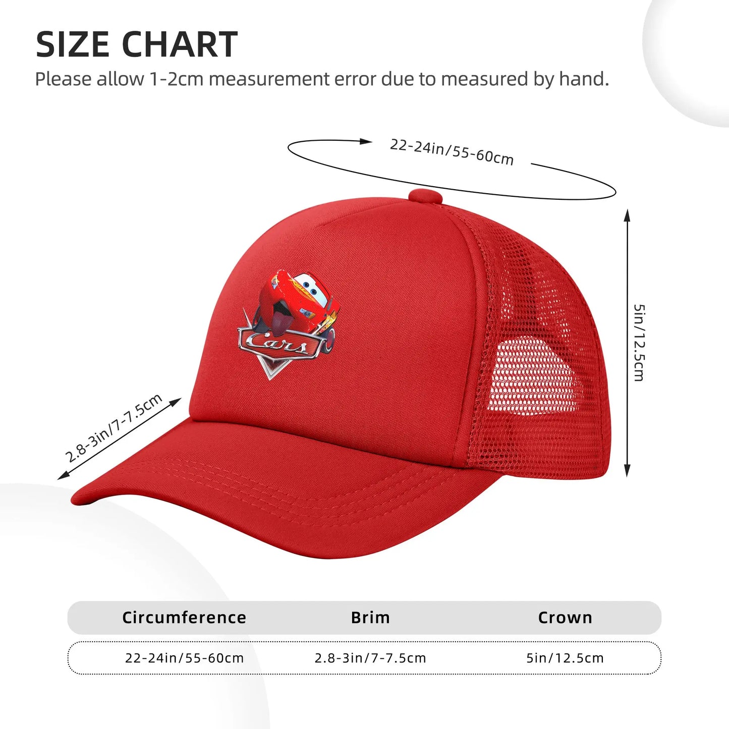 Cars Mcqueens Mesh Baseball Cap Unisex Hip-Hop Trucker Hat  Adjustable Snapback Caps Dad Hat Summer Trucker Hats