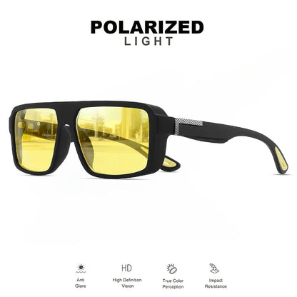Classic Retro Punk Polarized Square Sunglasses - UV400 Unisex for Daily Casual, Outdoor Sports, Fishing & Driving