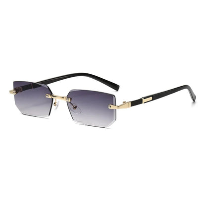 Trendy Rimless Sunglasses for Men Women Fashion Frameless Rectangle Sun Glasses Retro UV400 Shades Summer Goggles Eyewear