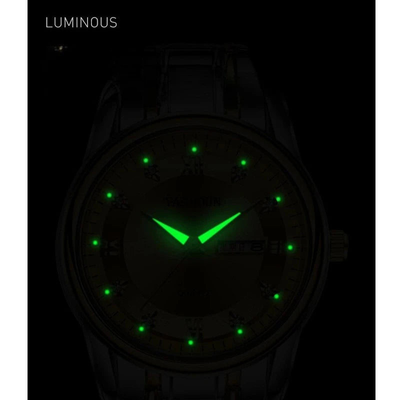Montre de luxe pour femme, montre à quartz, montre-bracelet numérique, étanche, avec calendrier et affichage lumineux; style mode et professionnel, convient aussi aux hommes.