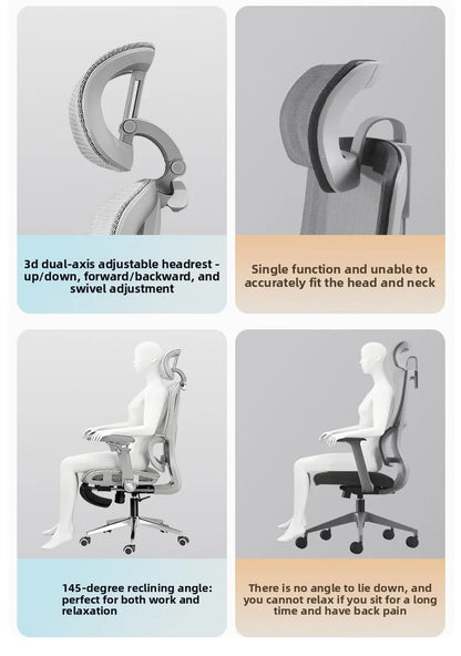 Ergonomic Office Chair Reclining with Footrest, High Back Computer Desk Chair with Lumbar Support, Adjustable Swivel Office Chair for Home Office & Gaming