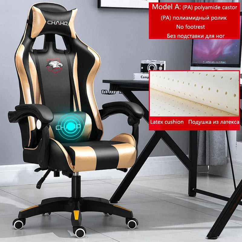 Ergonomic PU Leather Gaming Chair with Adjustable Height, Reclining Computer Chair, Swivel Office Chair for Home Office, Gaming & Study