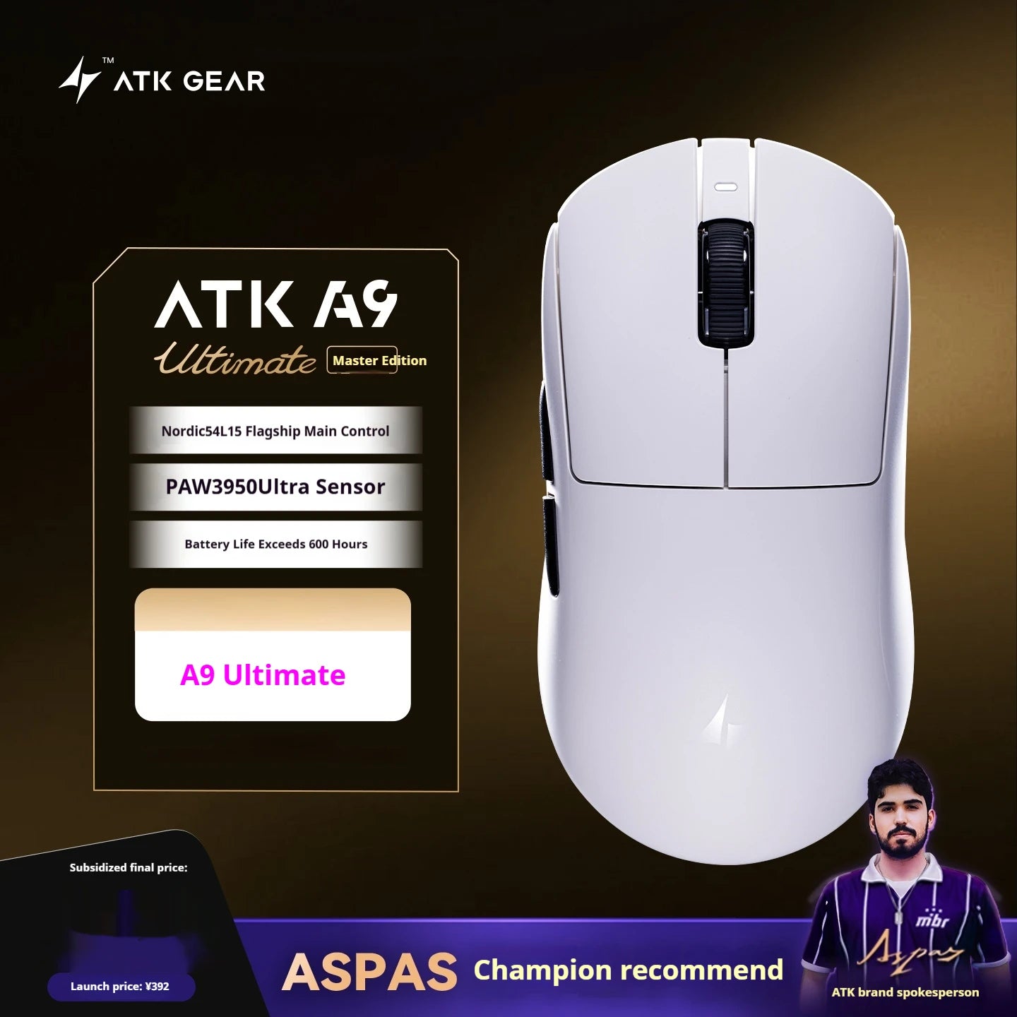 ATK A9 Plus Gaming-Maus kabellos A9/A9 SE/A9 Pro Tri-Mode 8K Gaming-Maus leicht A9 Ultimate E-Sports PC-Geschenk individuell angepasst