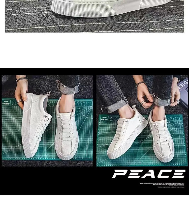 Heren sneakers, casual schoenen, heren platte schoenen, zapatillas hombre, lichtgewicht PU-leer, ademende schoenen, witte sportschoenen voor heren