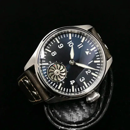 Hruodland 2025 Novo Relógio Mecânico para Homem Seagull ST3620 Piloto Retro 43MM BGW-9 Luminoso Cristal de Safira Turbina Relógio de Homem