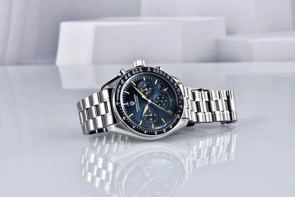 New PAGANI DESIGN Moon Men Watch Retro Luxury Quartz Watches For Men Stainless steel Sport waterproof Chronograph Man+With BOX
