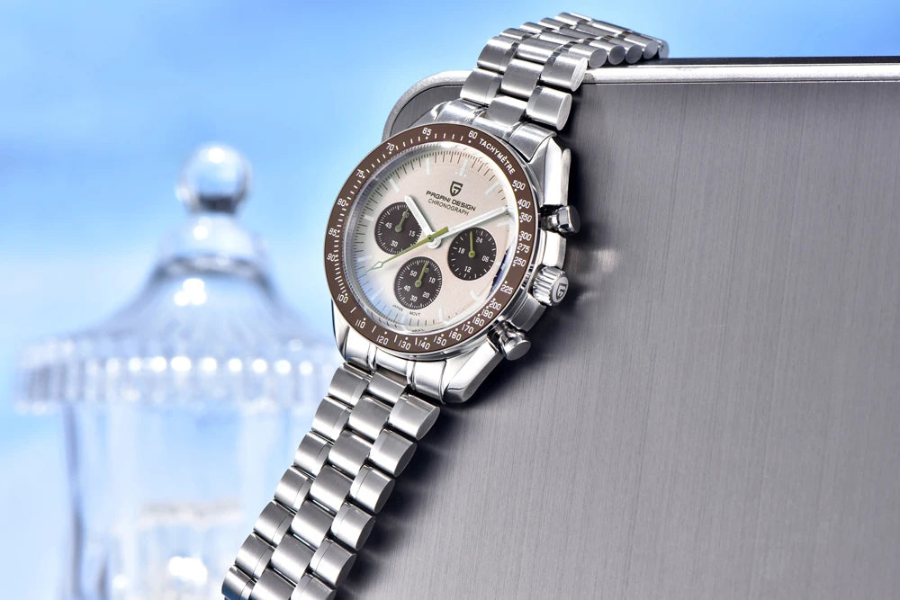 New PAGANI DESIGN Moon Men Watch Retro Luxury Quartz Watches For Men Stainless steel Sport waterproof Chronograph Man+With BOX