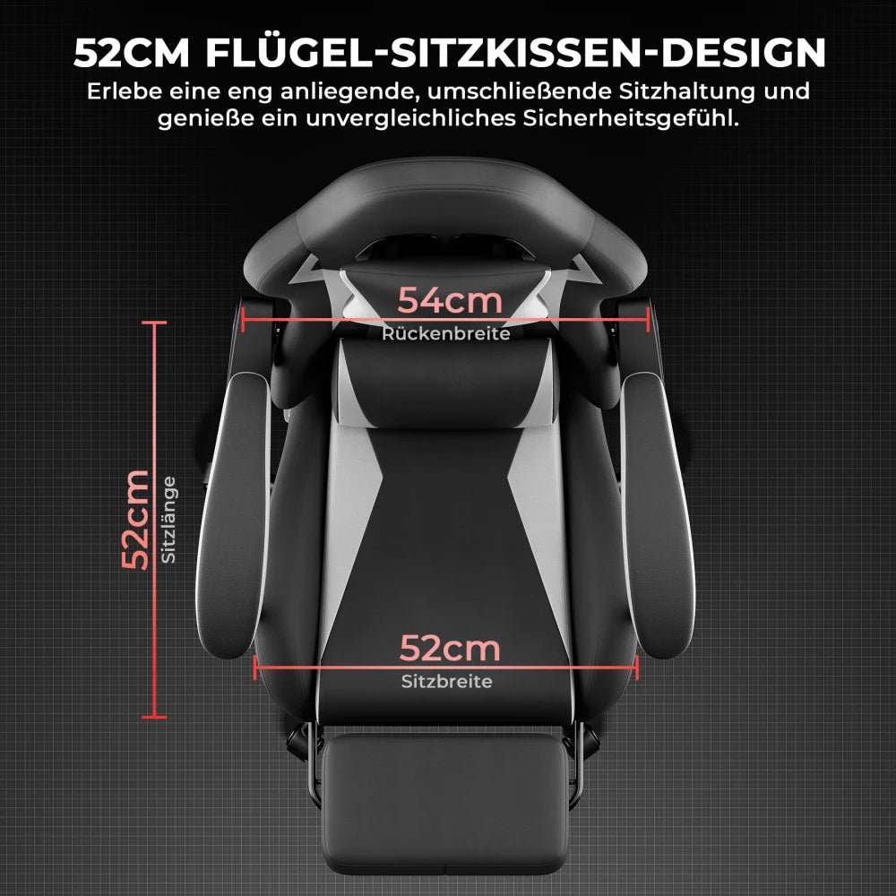 Ergonomic Gaming Chair with Lumbar Support, Adjustable Headrest, Footrest, Height Adjustable Office Gaming Chair for Adults