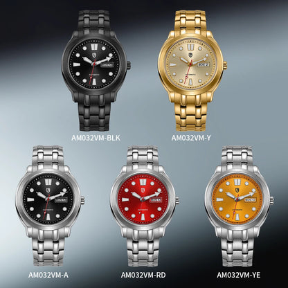 BERNY Automatic Men Watch Supper Luminous Sapphire Stainless Steel 100M Waterproof Business Casual Mechanical Wristwatch for Men