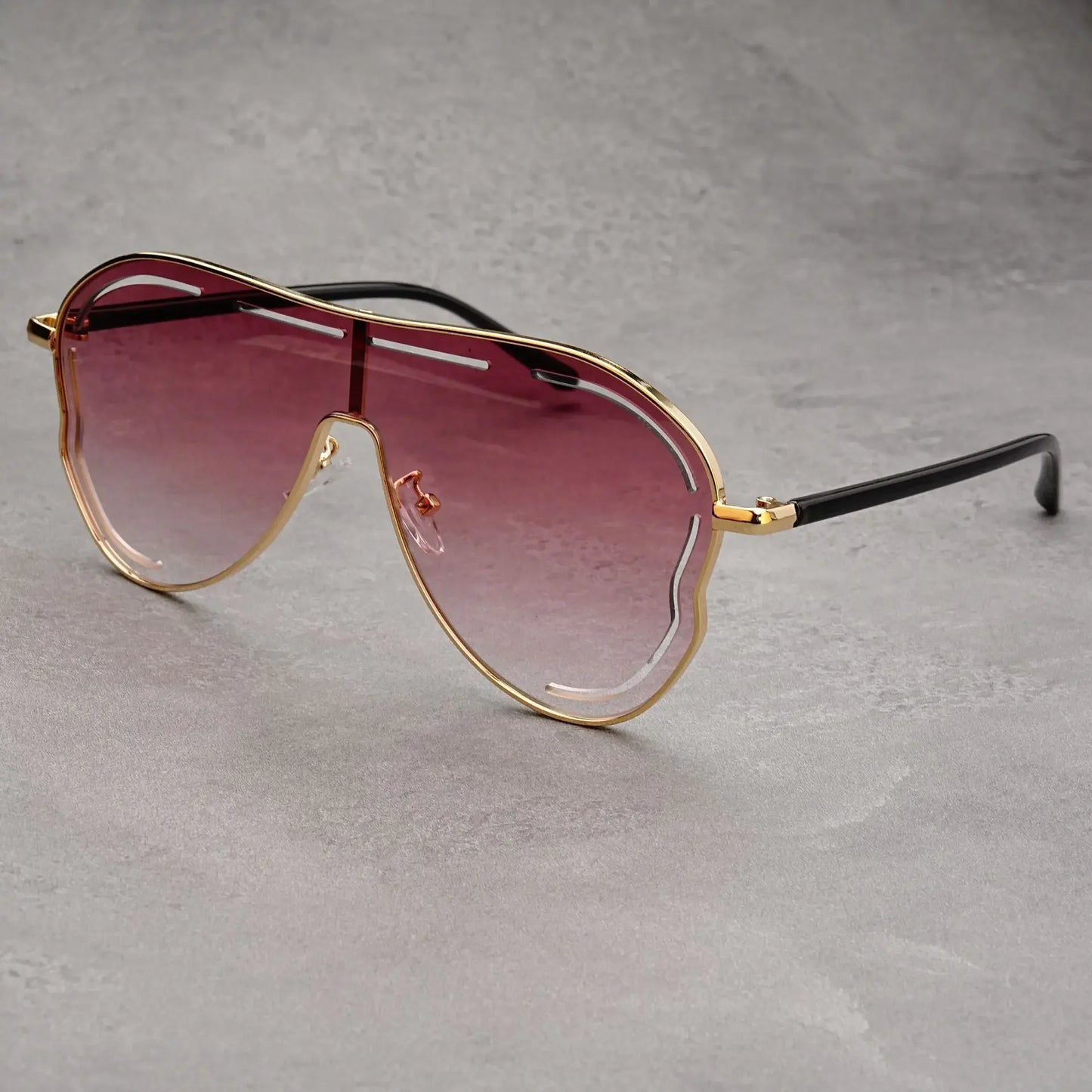 Oversized One-Piece Pilot Sunglasses Women Big Frame Luxury Brand Butterfly Shaped Sun Glasses For Ladies Shield Eyewear Shades