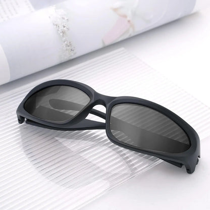 Y2K Wrap Around Sunglasses Fashion Rave Metallic Chrome Space Alien Glasses Futuristic Shades Sports for Women Men