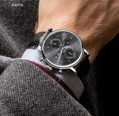 Relógio masculino mecânico automático LOBINNI Luxury Brand Switzerland com calendário perpétuo, vidro de safira e mostrador multifunções L13019-8