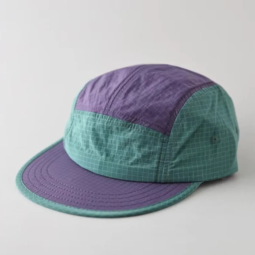 Fashion Plaid Thin Sun Cap Quick-drying Letter Embroidery Sports Running Cap Adjustable Breathable Summer Cap Men Women