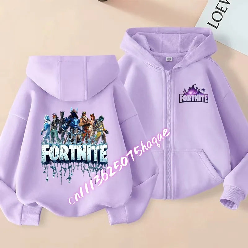 New Fortnites Children Hoodies Coat Cartoon Game Character Printed Zip Up Hoodie Child Autumn Jacket Winter Kids Boys Clothes