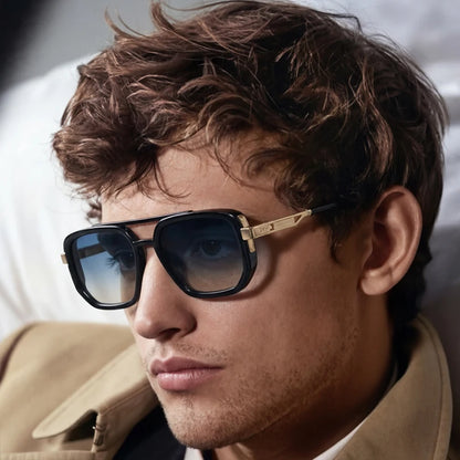 Polarized Square Sunglasses Men 2026 Luxury Vintage Double Bridge Gradient Lens Driving Shades Retro Flat Top Sun Glasses Male