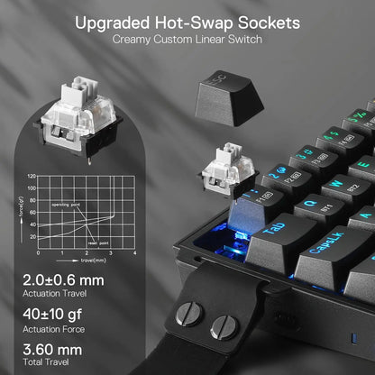 Redragon K631 PRO 65% 3-Mode Wireless RGB Gaming Keyboard, 68 Keys Hot-Swappable, Compact Mechanical Keyboard with Hot-Swappable