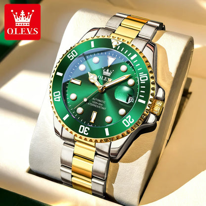 Montre mécanique automatique de luxe pour homme OLEVS 6650 – Étanche, luminescente, bracelet en acier – Montre-bracelet pour homme, style professionnel, grande marque
