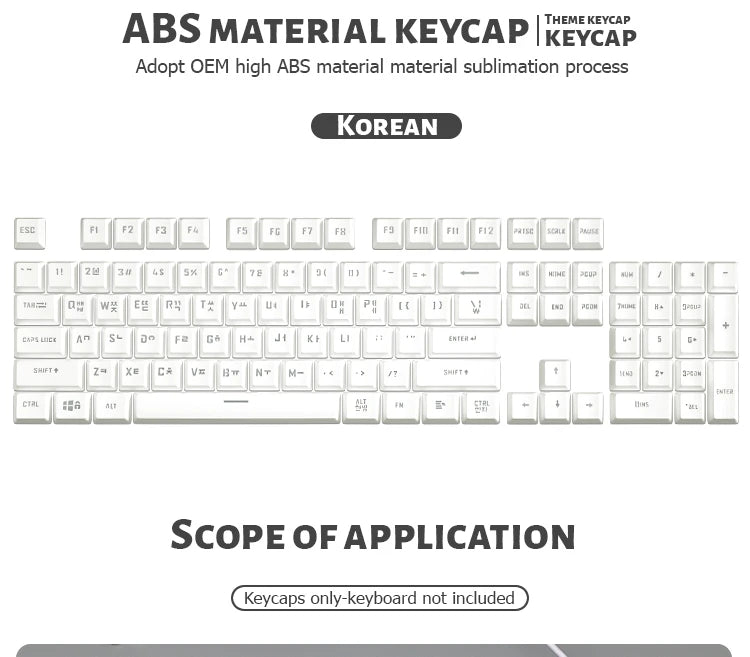104 Tasten Koreanische, französische, russische, spanische und deutsche hintergrundbeleuchtete Tastenkappen für mechanische Tastaturen mit MX-Switches, OEM-Profil, ABS-Keycaps, DIY