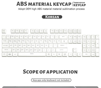 104 Tasten Koreanische, französische, russische, spanische und deutsche hintergrundbeleuchtete Tastenkappen für mechanische Tastaturen mit MX-Switches, OEM-Profil, ABS-Keycaps, DIY