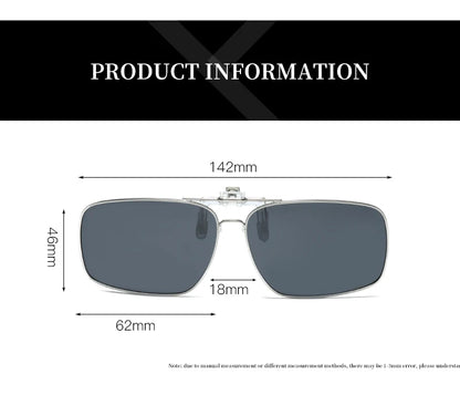 REXXAR Mens Metal Clip on Sunglasses Polarized Eyeglasses UV400 Women Square Night Vision Driving Sun Glasses