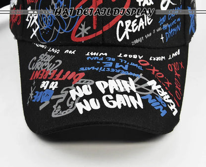 Trendige Unisex-Baseballkappe mit Graffiti-Print – Bunte, bemalte Schirmkappe