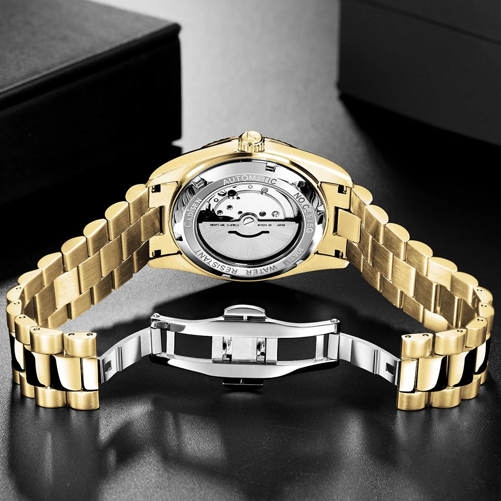 Relógio masculino CADISEN DD40 de luxo, automático, mecânico, com vidro de safira AR, 10Bar, movimento MIYOTA 8285, novidade 2023