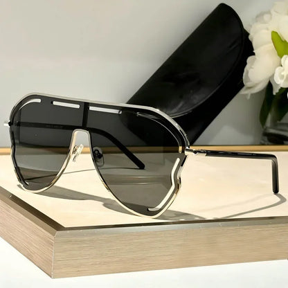 Oversized One-Piece Pilot Sunglasses Women Big Frame Luxury Brand Butterfly Shaped Sun Glasses For Ladies Shield Eyewear Shades