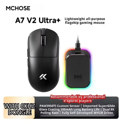 MCHOSE A7 V2 Ultra Wireless Gaming Mouse Pixart3950Ti Flagship Sensor Super 20000FPS for Accurate Tracking Support Web Driver