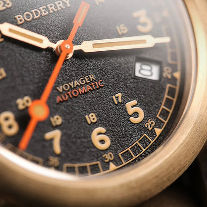 Boderry Field Watches Bronze Case Automatic Mechanical VOYAGER Watch Men's 100M Waterproof Clock Military Top Brand Wristwatch