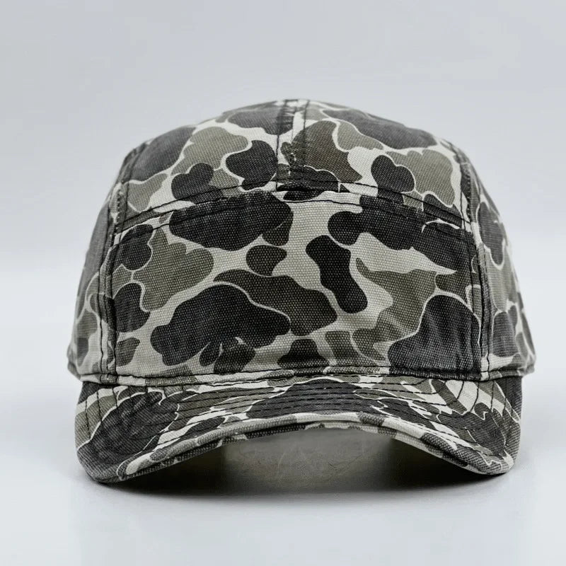 American Retro Camouflage 5-Panel Baseball Cap Female Functional Wind Korean Wide-brimmed Sports Fashion Hip-hop Couple Cap