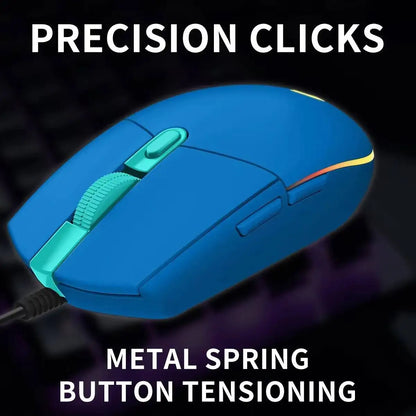 Logitech G203 LIGHTSYNC Mouse Wired 8000 DPI Sensor RGB Sync 6 Buttons Mechanical Tensioning Office-Gaming Dual-Use