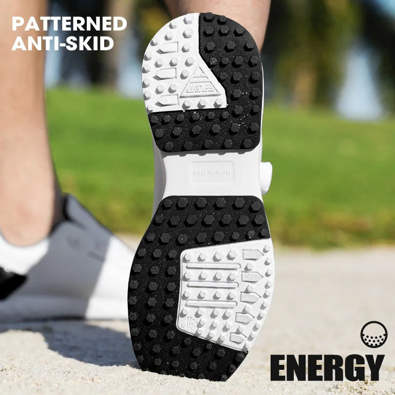PGM Men's Golf Shoes, Comfortable Cushioned Sneakers with Knobs, Lace-Up, Waterproof and Anti-Slip, Height Increase XZ408