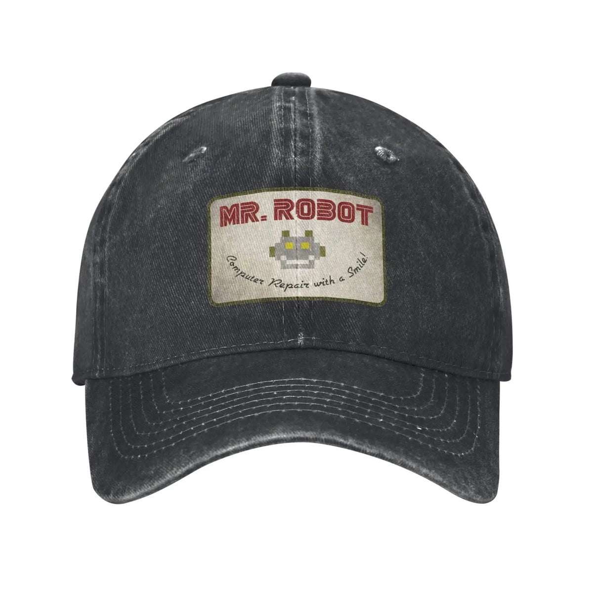 Dator med Sourires Anime Rolig Mr Robot Anpassad Retro Cowboy Tvättad basebollkeps för män Denim solhatt Hip Hop-keps