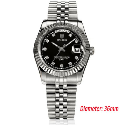 Holuns Luxury Classic 36/41mm Gold Men Watches Japan MIYOTA Quartz Movt Stainless Steel Classic Business Wristwatch Waterproof