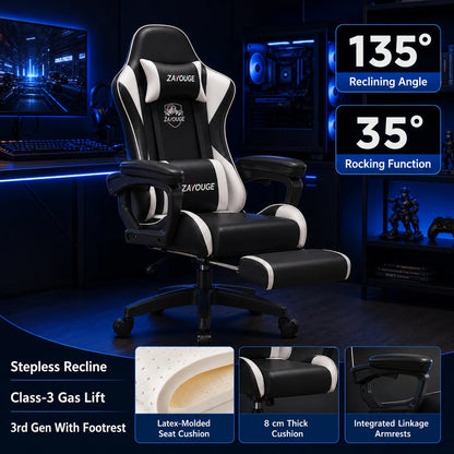 AOLIVIYA Gaming-Bürostuhl mit Liegefunktion, drehbar, höhenverstellbar, mit Rückenlehne und Fußstütze, für Zuhause, Computer, Internetcafé und E-Sports