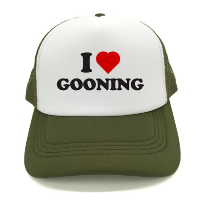 Забавни бейзболни шапки „I Love Gooning“ – готини летни мъжки шапки от мрежа, хумористични шапки тип „тракър“, унисекс шапки от мрежа за външни дейности MZ-080