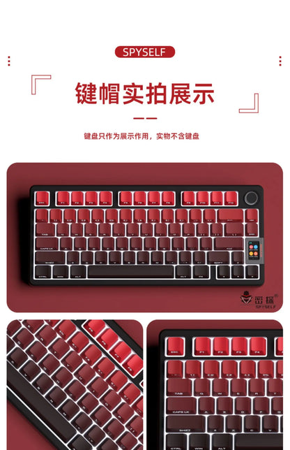 Novas Keycaps para Teclado Mecânico Gaming 60/64/84/98/108 com Switch MX, 135 Teclas OEM PBT, Gravação Lateral, Gradiente Vermelho e Preto