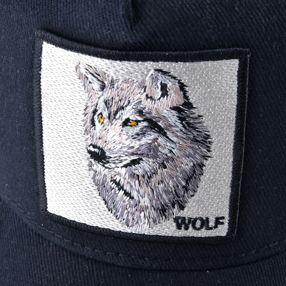 Модна бейзболна шапка с бродерия „Вълк“, Snapback, хип-хоп, Trucker, за мъже и жени, за външни дейности, дишаща шапка с козирка