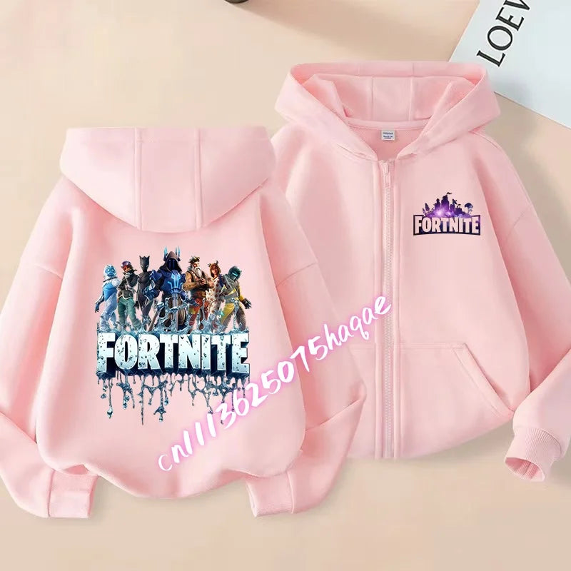 New Fortnites Children Hoodies Coat Cartoon Game Character Printed Zip Up Hoodie Child Autumn Jacket Winter Kids Boys Clothes