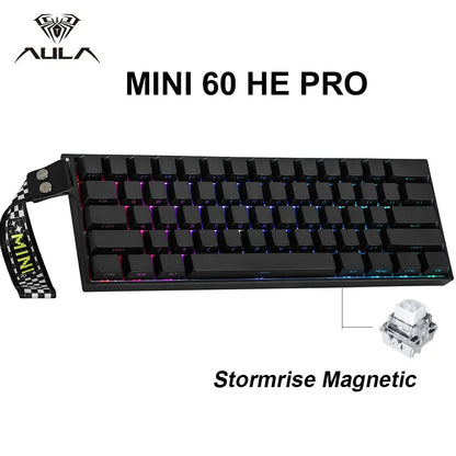 AULA Mini60 HE/Pro/Max Teclado Mecânico 60% com Switches Magnéticos RGB Tri Mode Sem Fios 8000Hz 0.01mmRT para PC Gamer Presentes