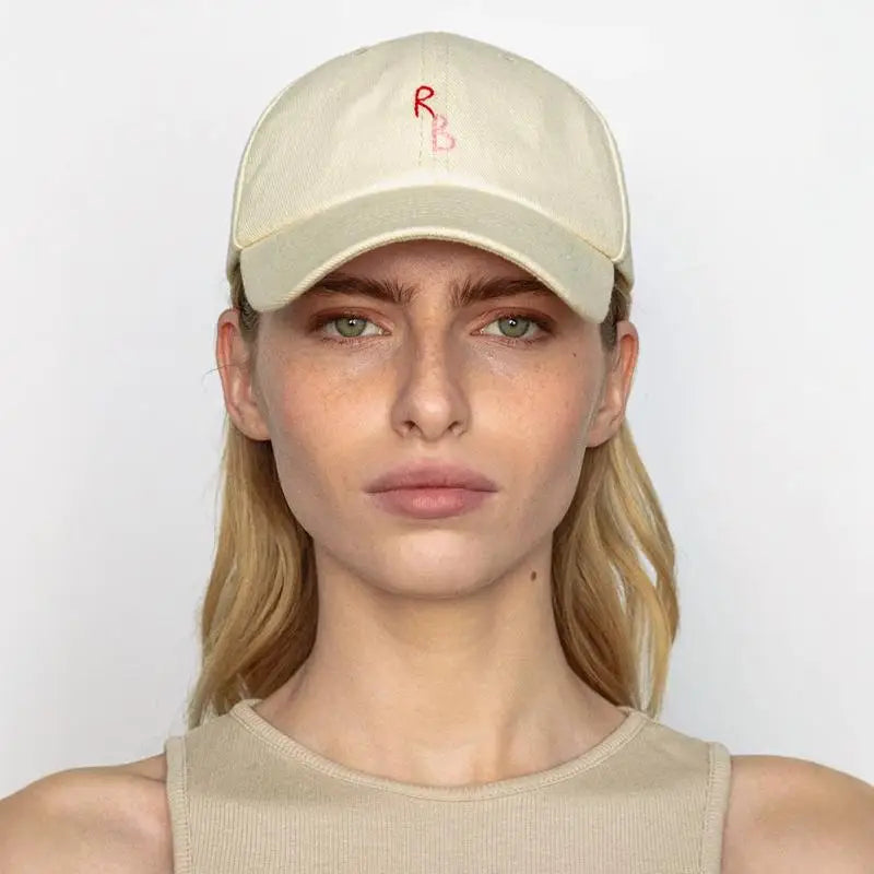 Casual Monogram Cotton Baseball Cap for Men and Women Hand-Dyed Soft Fabric Dad Hat with Hand-Embroidered Letters