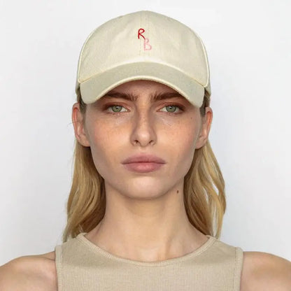 Casual Monogram Cotton Baseball Cap for Men and Women Hand-Dyed Soft Fabric Dad Hat with Hand-Embroidered Letters