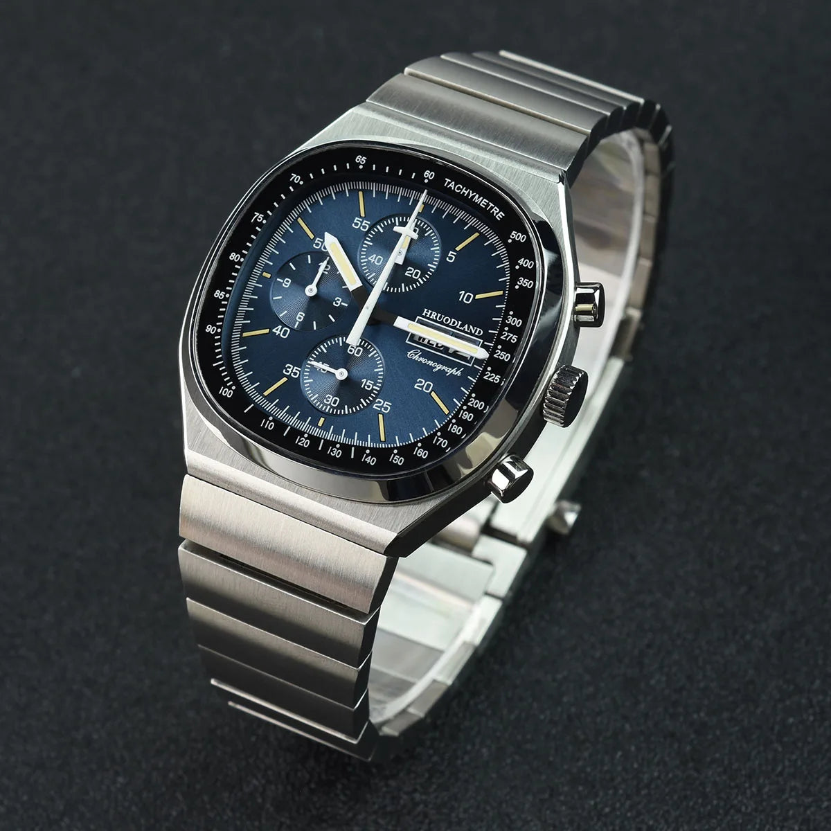 Hruodland New 2025 New 0S00 Retro Men's Quartz Chronograph Sapphire Stainless Steel Waterproof 5Bar Luminous C3 Men's Watch