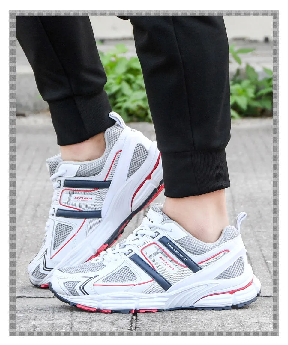BONA 2023 New Designers Light Running Jogging Mesh Shoes Breathable Comfortable Men Sneakers Casual Outdoor Sport Shoes Man Mesh