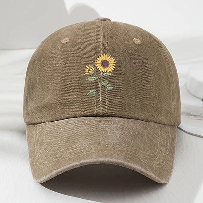 Gorra de béisbol tipo «dad hat» con estampado retro de girasoles, ideal para deportes al aire libre, pesca y acampada, gorra de senderismo