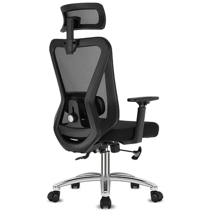 Durrafy Ergonomic Office Chair with Headrest & Armrests, Adjustable Swivel Desk Chair, 90°-130° Reclining Executive Mesh Chair for Home Office