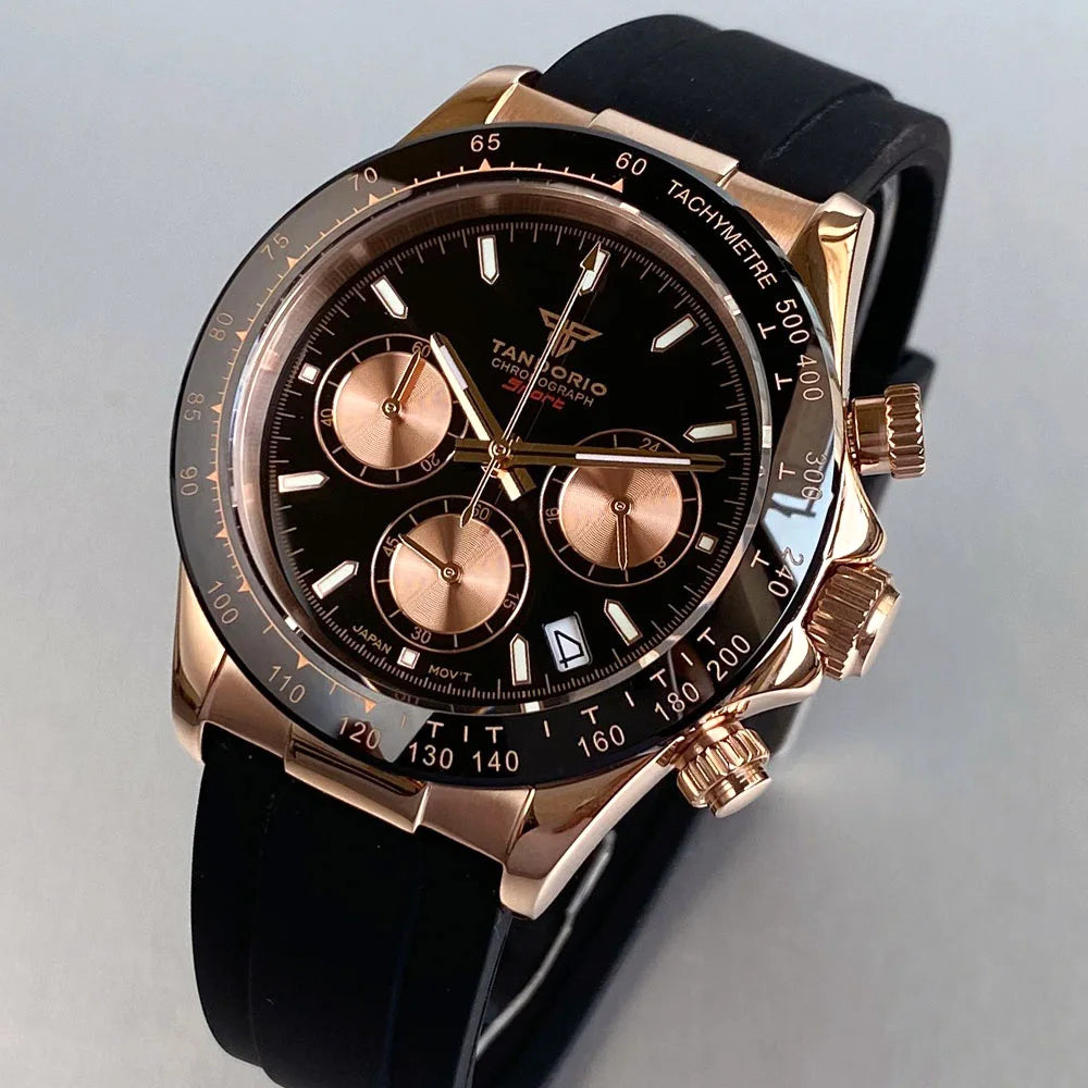 Luxuriöse VK63 Herrenuhr mit Quarzwerk, Business-Chronograph, 39mm, Stahl/Roségold, Datum, leuchtendes Zifferblatt, voll funktionsfähiger Chronograph
